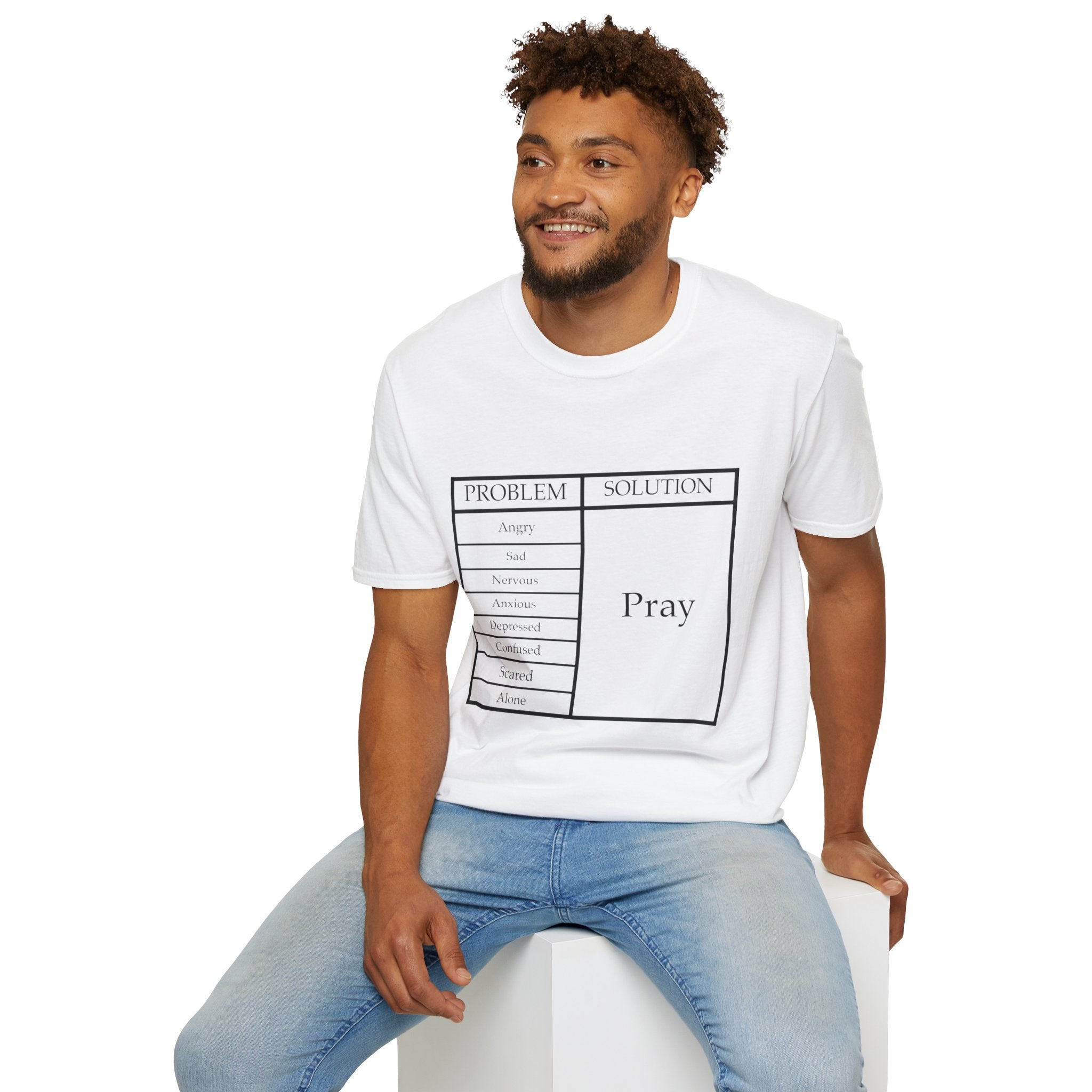 Prayer Solution T-Shirt — 'Problem / Solution: Pray' Faith Graphic Tee