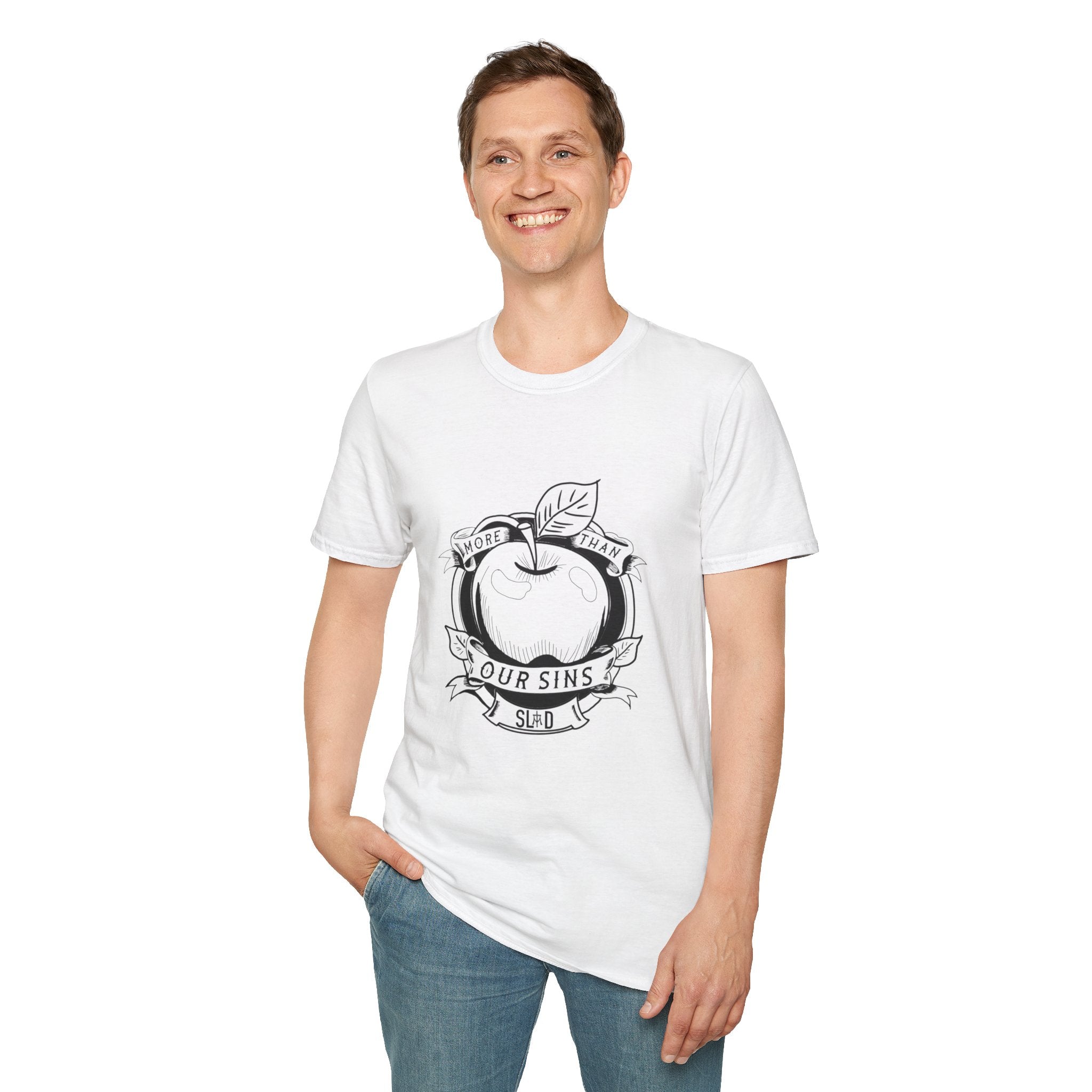 More Than Our Sins Unisex Softstyle T-Shirt - Relaxed Fit, Modern Design