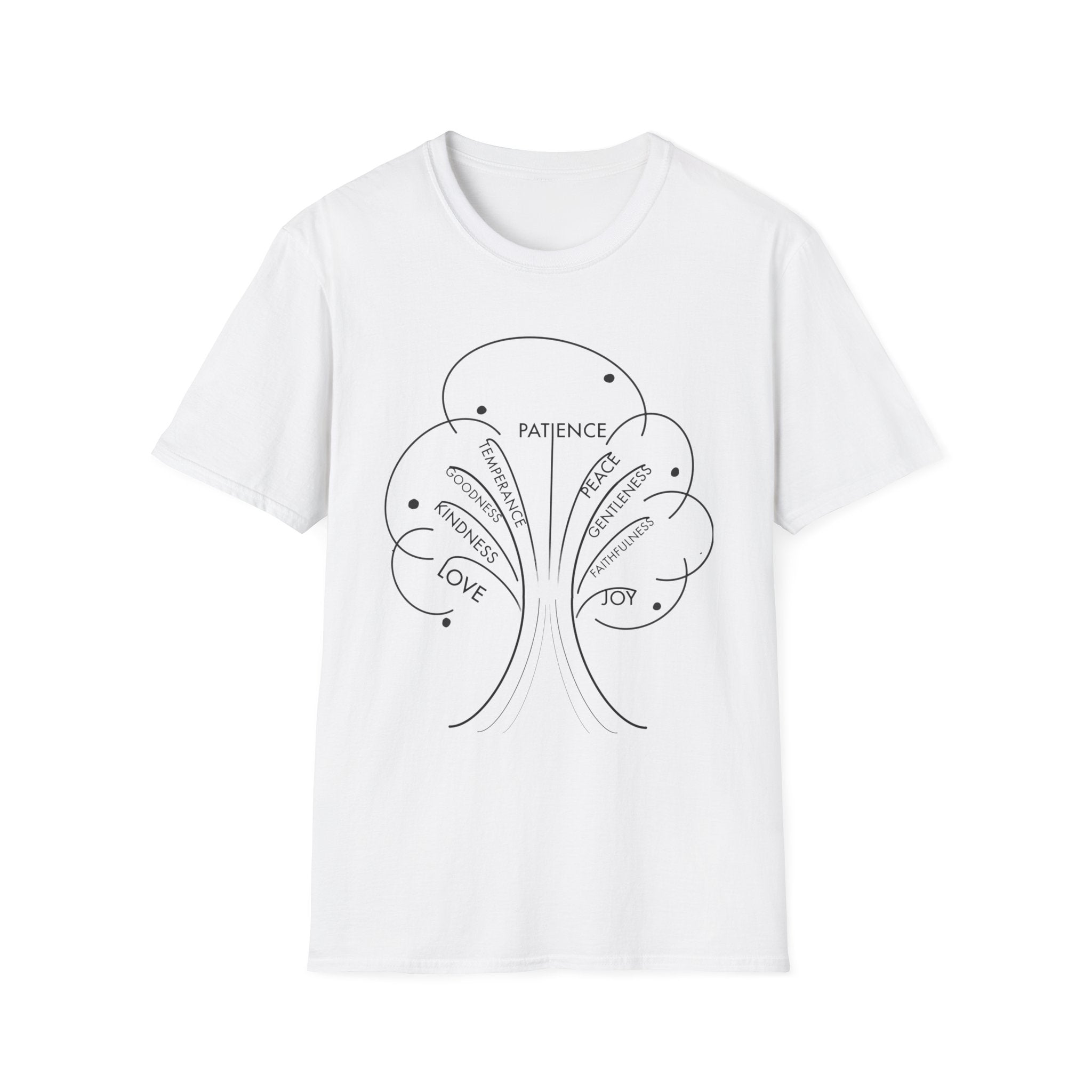 T-Shirt — Minimal 'Fruit of the Spirit' Design (Patience, Kindness, Love)