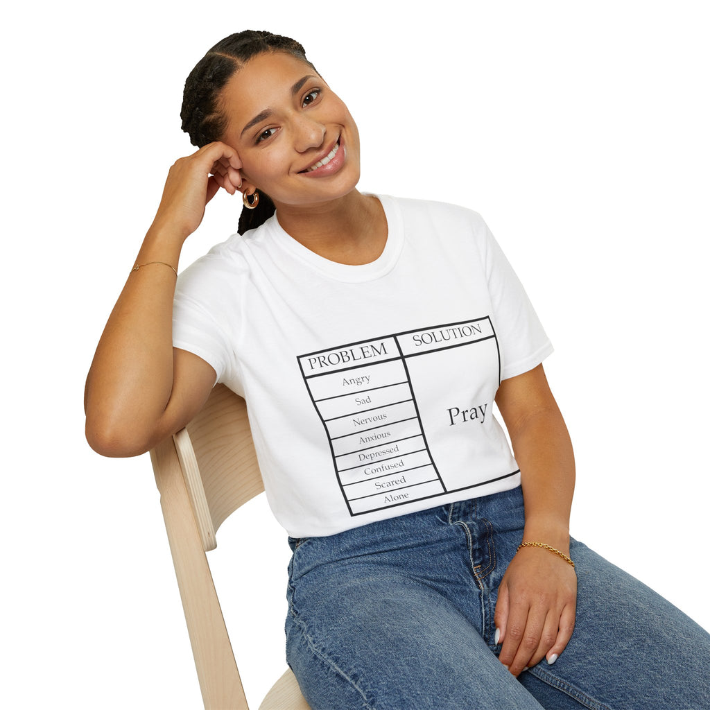 Prayer Solution T-Shirt — 'Problem / Solution: Pray' Faith Graphic Tee