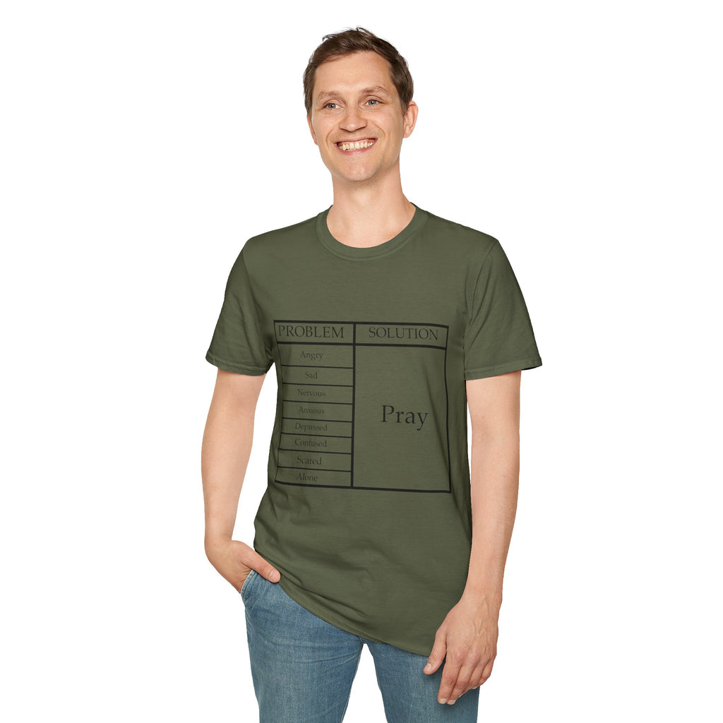 Prayer Solution T-Shirt — 'Problem / Solution: Pray' Faith Graphic Tee