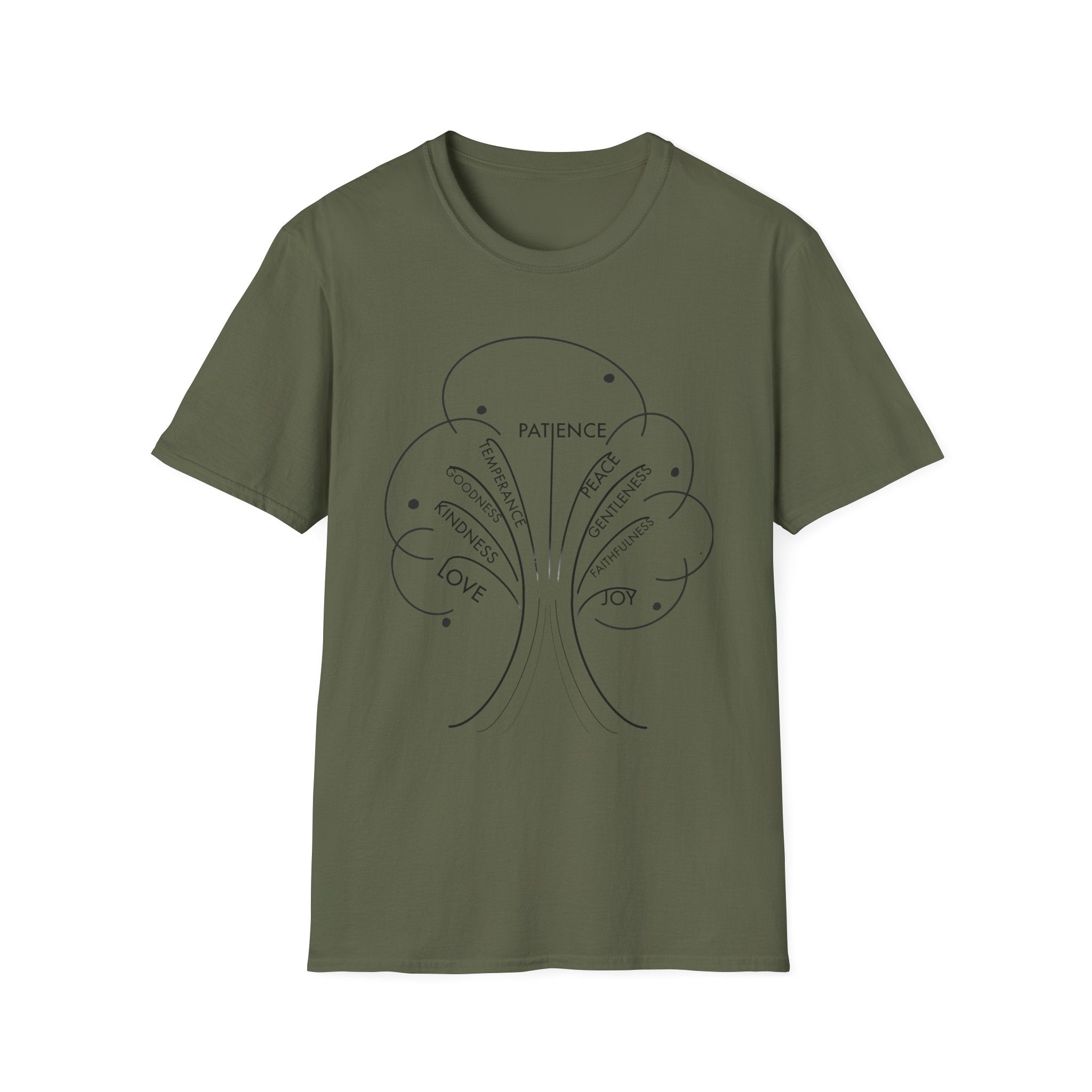 T-Shirt — Minimal 'Fruit of the Spirit' Design (Patience, Kindness, Love)