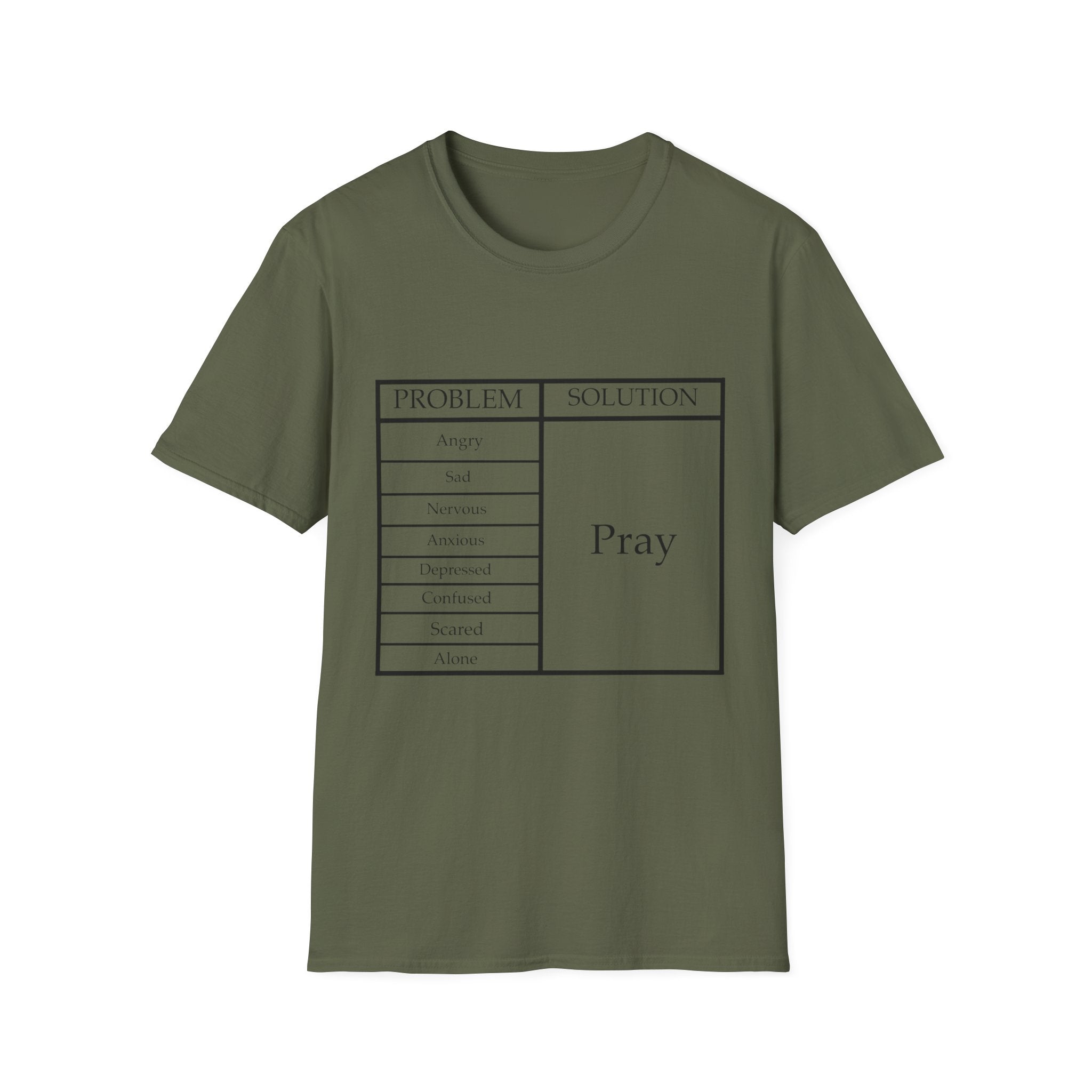 Prayer Solution T-Shirt — 'Problem / Solution: Pray' Faith Graphic Tee