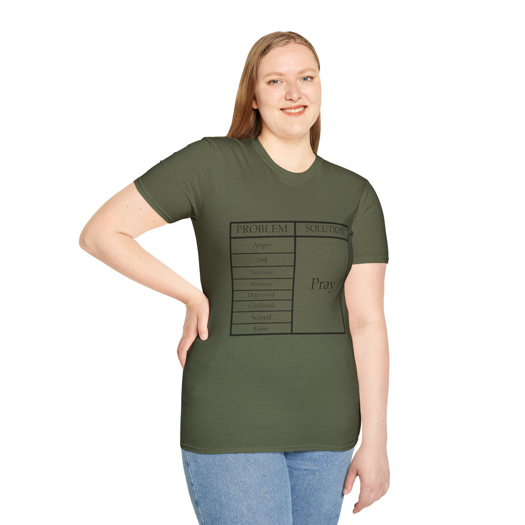 Prayer Solution T-Shirt — 'Problem / Solution: Pray' Faith Graphic Tee
