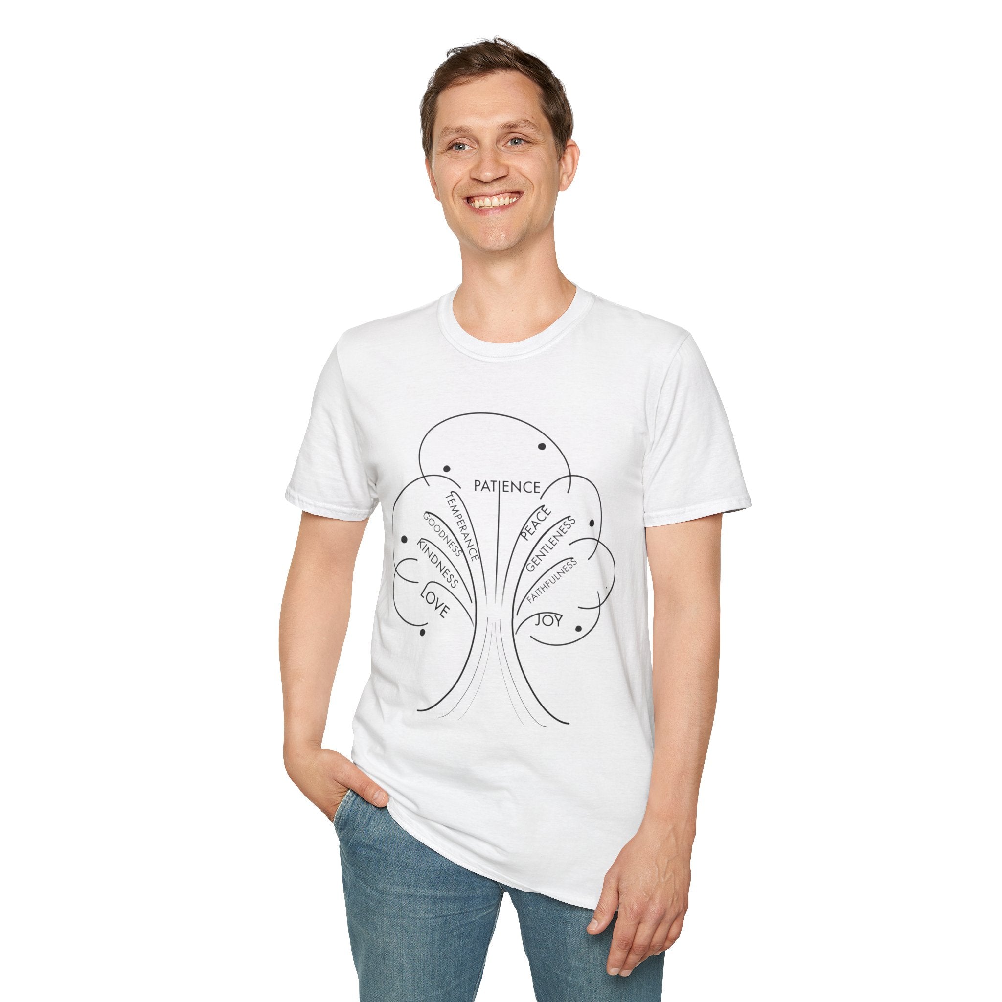 T-Shirt — Minimal 'Fruit of the Spirit' Design (Patience, Kindness, Love)