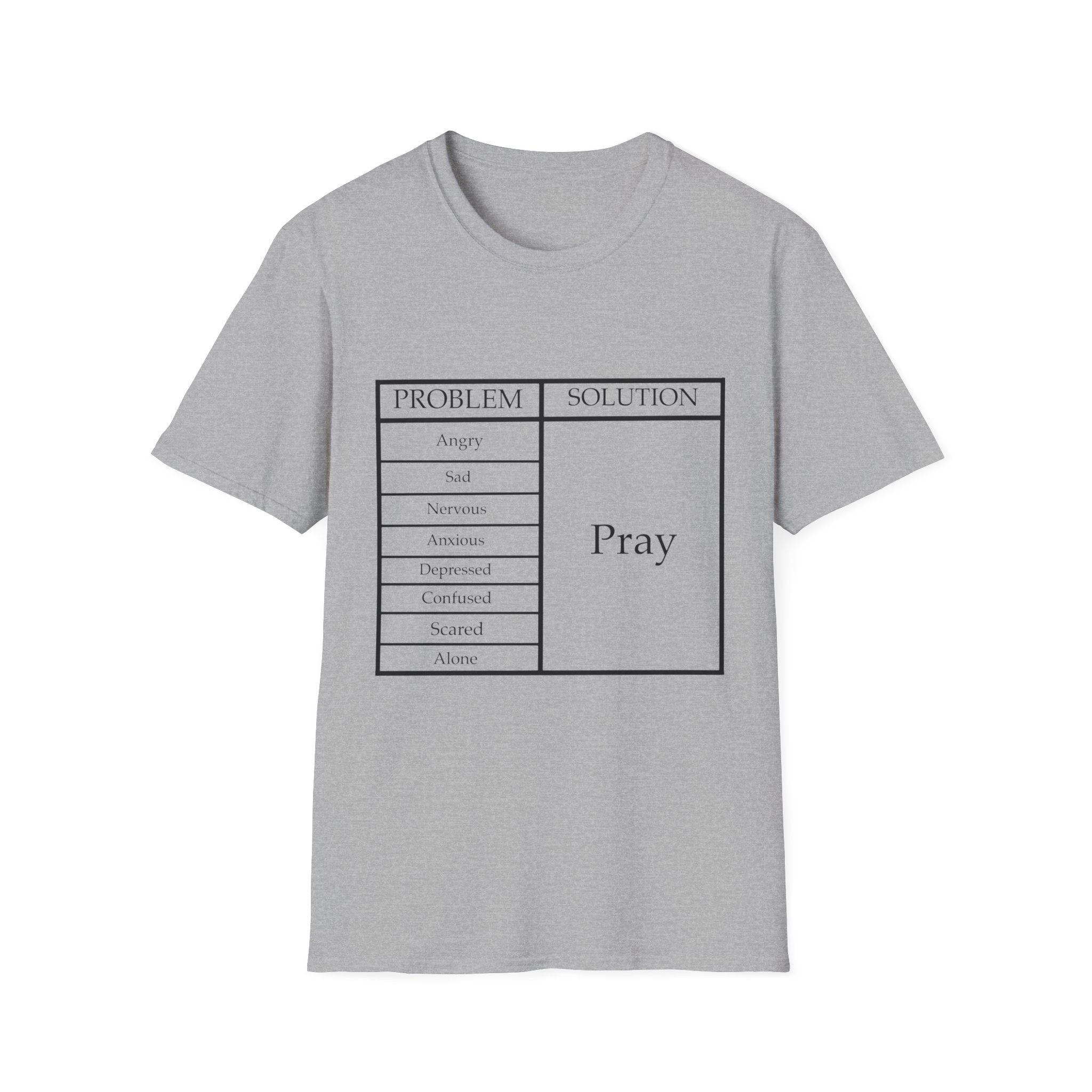 Prayer Solution T-Shirt — 'Problem / Solution: Pray' Faith Graphic Tee